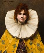 Juana Romani A portrait of a young girl with a ruffled collar oil painting reproduction